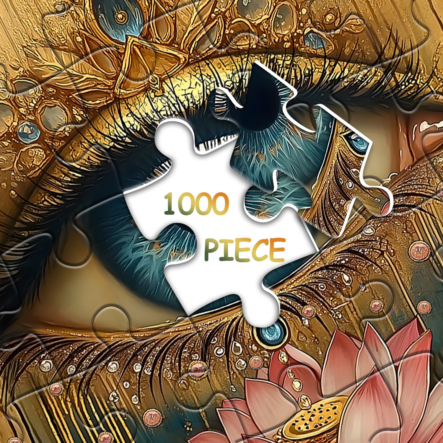 PICKFORU 1000 Piece Lotus Eye Jigsaw Puzzle – Vintage Flower Art, 50x70 cm