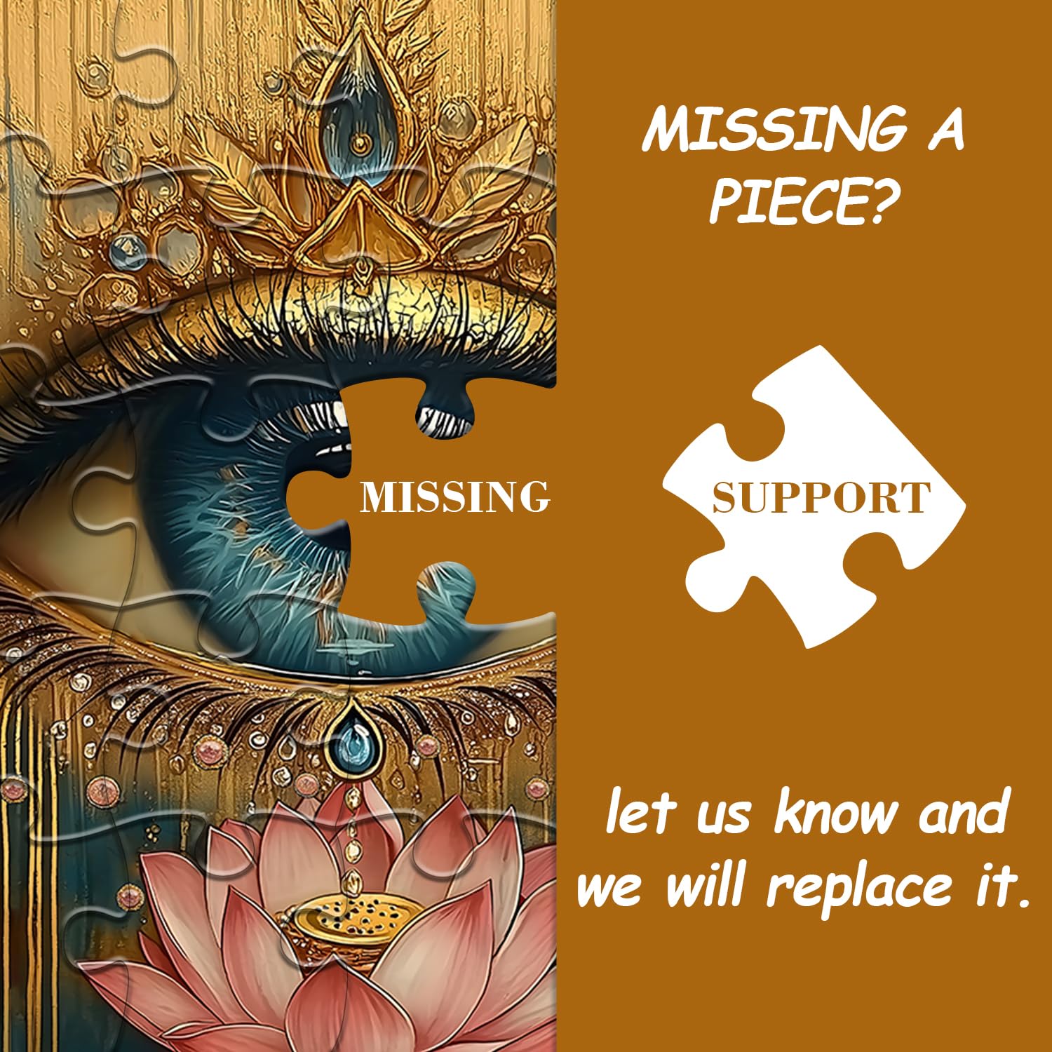 PICKFORU 1000 Piece Lotus Eye Jigsaw Puzzle – Vintage Flower Art, 50x70 cm