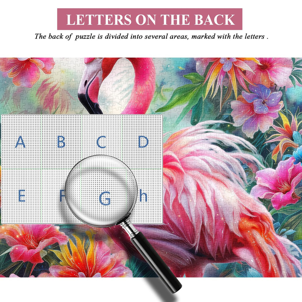 PICKFORU 1000-Piece Pink Flamingo Jigsaw Puzzle – Colorful Spring Garden Flowers