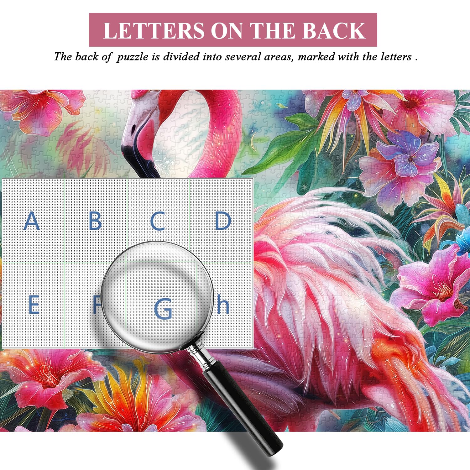 PICKFORU 1000-Piece Pink Flamingo Jigsaw Puzzle – Colorful Spring Garden Flowers