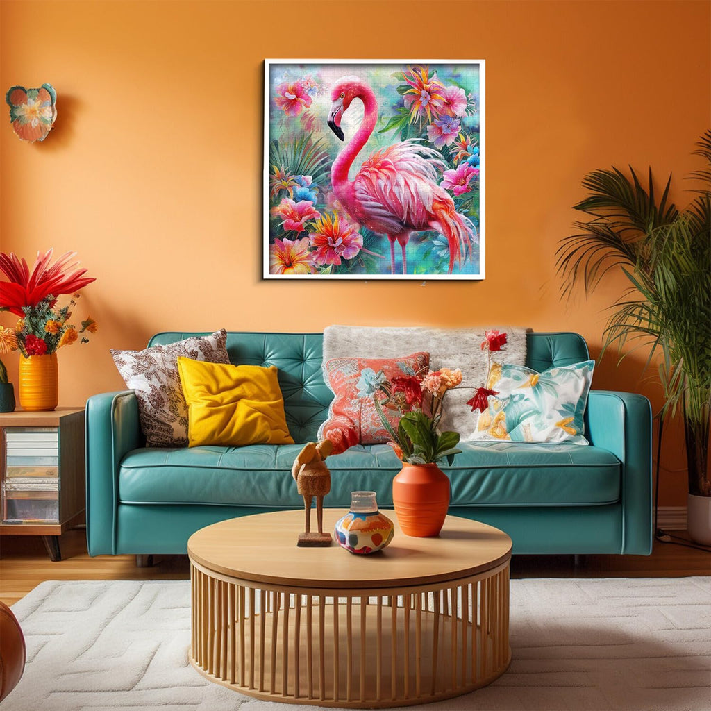 PICKFORU 1000-Piece Pink Flamingo Jigsaw Puzzle – Colorful Spring Garden Flowers