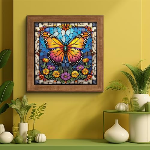 PICKFORU 1000 Piece Stained Glass Butterfly Puzzle – Colorful Wall Art for Adults