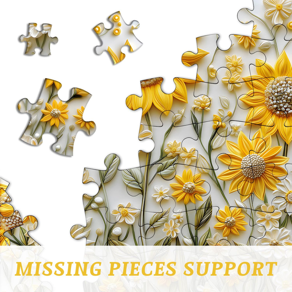 PICKFORU 1000-Piece Sunflower Puzzle for Adults – Challenging Nature Jigsaw with Golden Wildflower Art