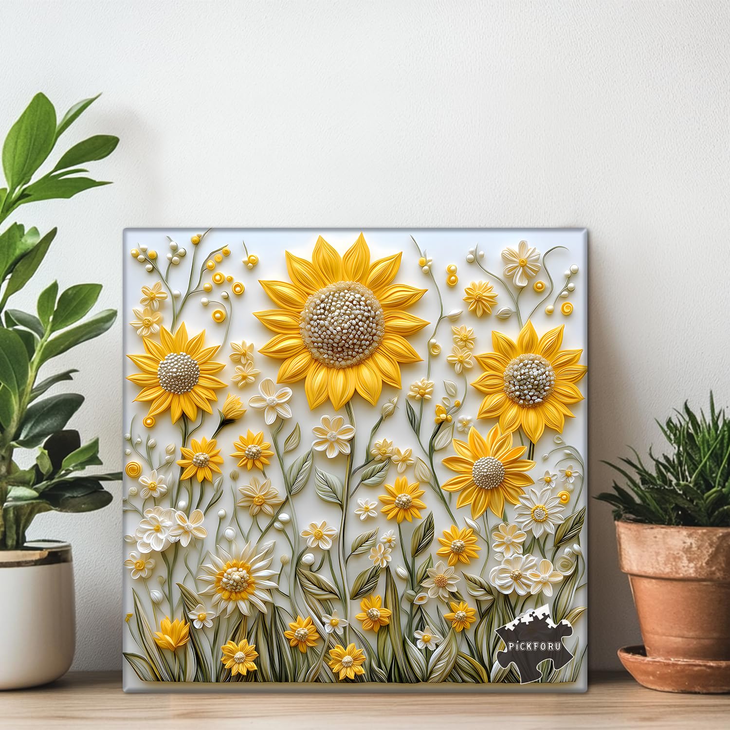 PICKFORU 1000-Piece Sunflower Puzzle for Adults – Challenging Nature Jigsaw with Golden Wildflower Art