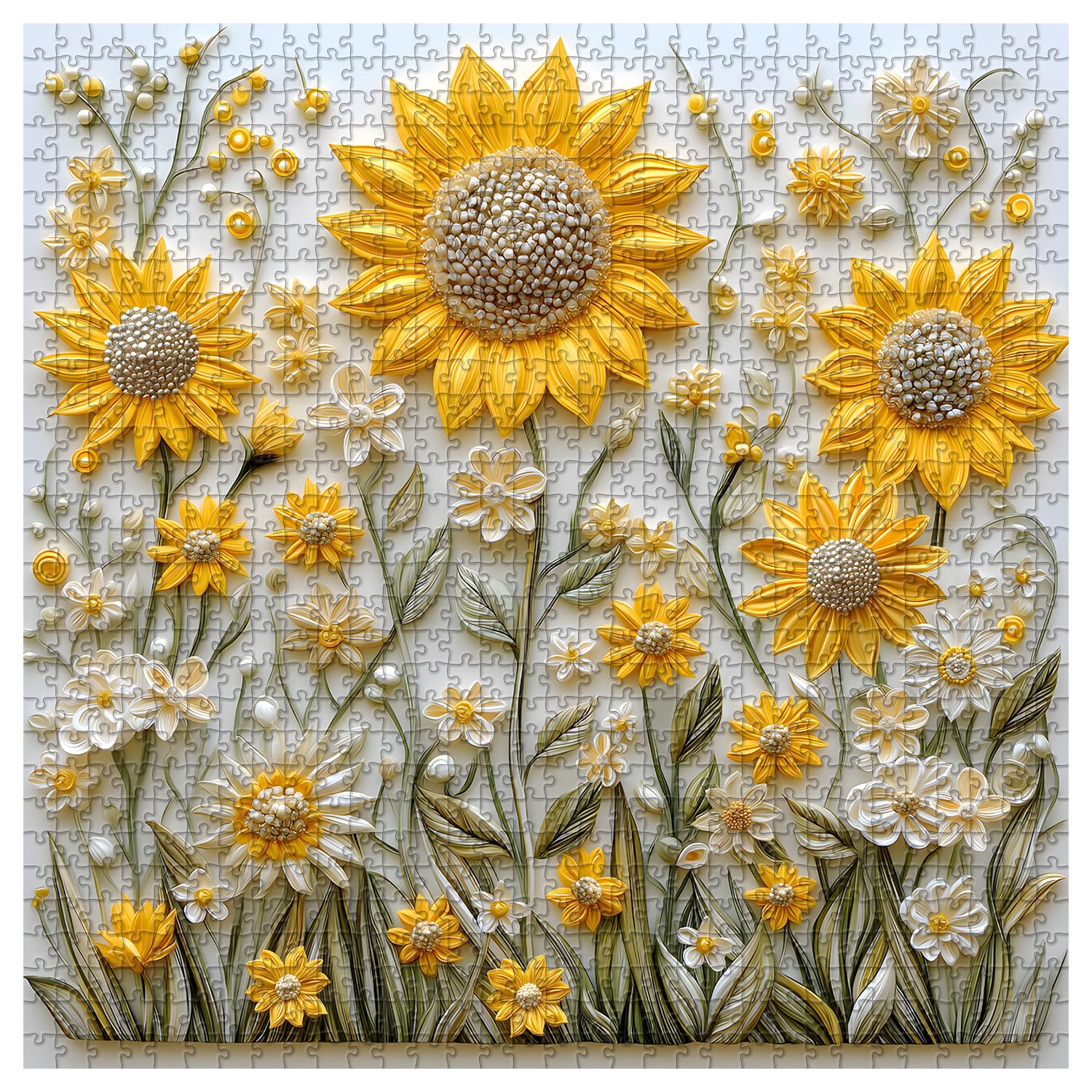 PICKFORU 1000-Piece Sunflower Puzzle for Adults – Challenging Nature Jigsaw with Golden Wildflower Art
