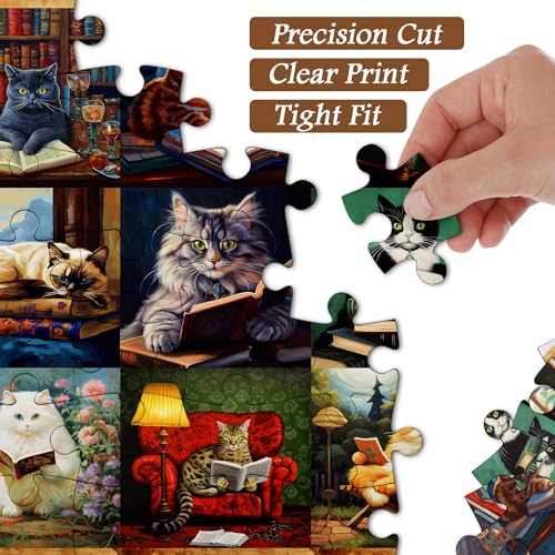PICKFORU 1000-Piece Vintage Cat Puzzle – Retro Animal Jigsaw for Adults