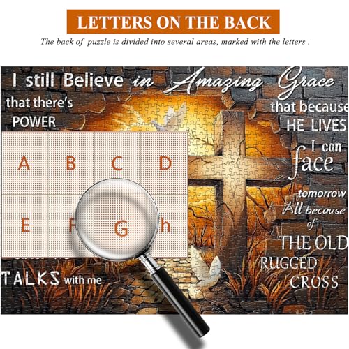 PICKFORU Amazing Grace 1000-Piece Jigsaw Puzzle – Christian Cross with Doves – Religious Puzzle for Adults