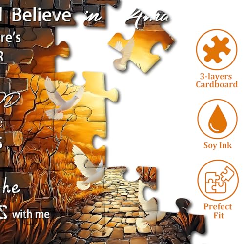 PICKFORU Amazing Grace 1000-Piece Jigsaw Puzzle – Christian Cross with Doves – Religious Puzzle for Adults