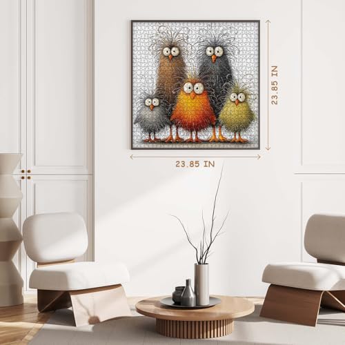 PICKFORU Funny Chicken Puzzle 1000 Pieces – Abstract Rooster Jigsaw with Lettered Back