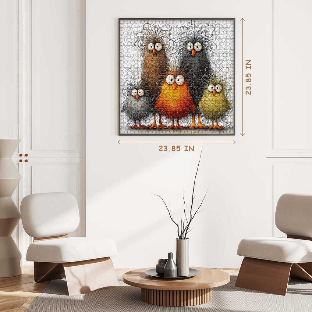 PICKFORU Funny Chicken Puzzle 1000 Pieces – Abstract Rooster Jigsaw with Lettered Back