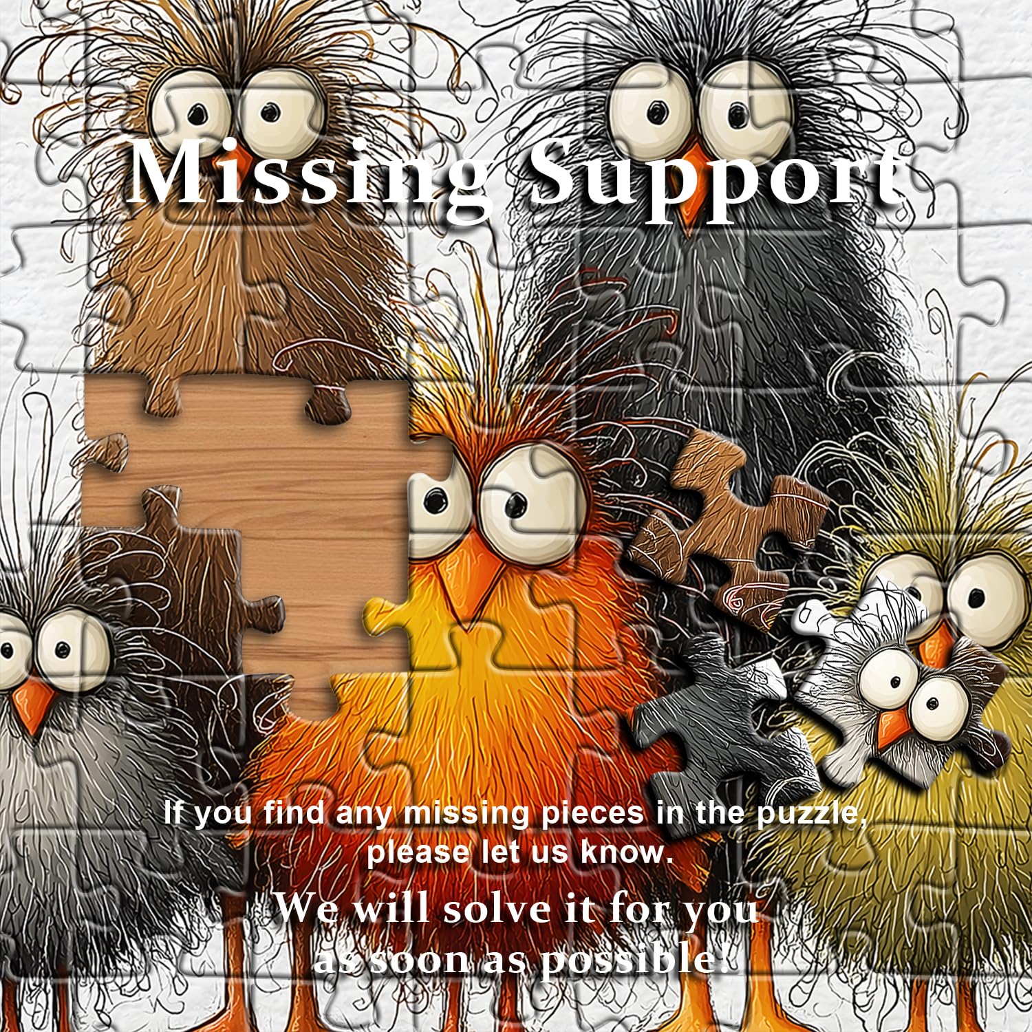 PICKFORU Funny Chicken Puzzle 1000 Pieces – Abstract Rooster Jigsaw with Lettered Back