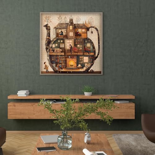 PICKFORU Teapot Library Puzzle – 1000-Piece Vintage Bookshelf Jigsaw for Adults, 23.85 Inches Square