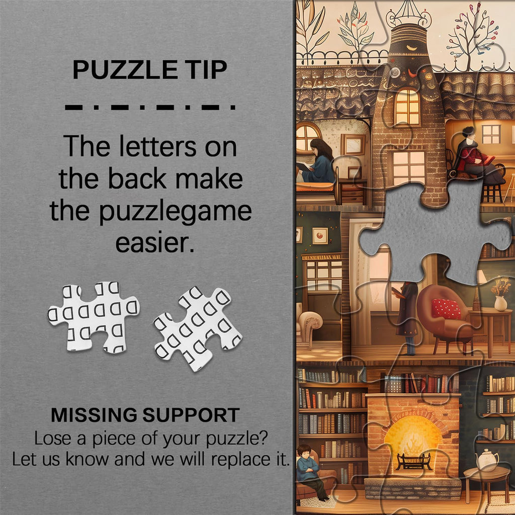 PICKFORU Teapot Library Puzzle – 1000-Piece Vintage Bookshelf Jigsaw for Adults, 23.85 Inches Square