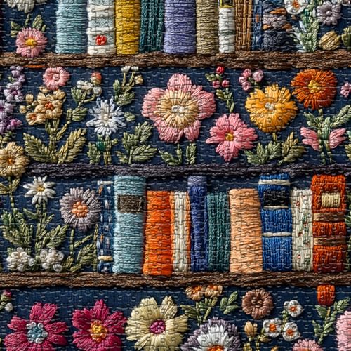 PICKFORU Wildflower Pages 1000 Piece Jigsaw Puzzle – Embroidery-Style Floral Bookshelf Decor for Adults