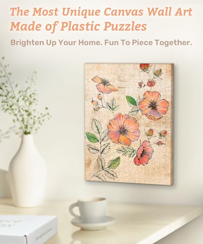 PieceRelax Retro Wild Rose Canvas Wall Art Puzzle - 366 Plastic Pieces for Adults - Unique Home Décor Gift [HN1301]