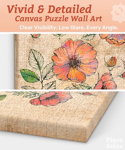 PieceRelax Retro Wild Rose Canvas Wall Art Puzzle - 366 Plastic Pieces for Adults - Unique Home Décor Gift [HN1301]