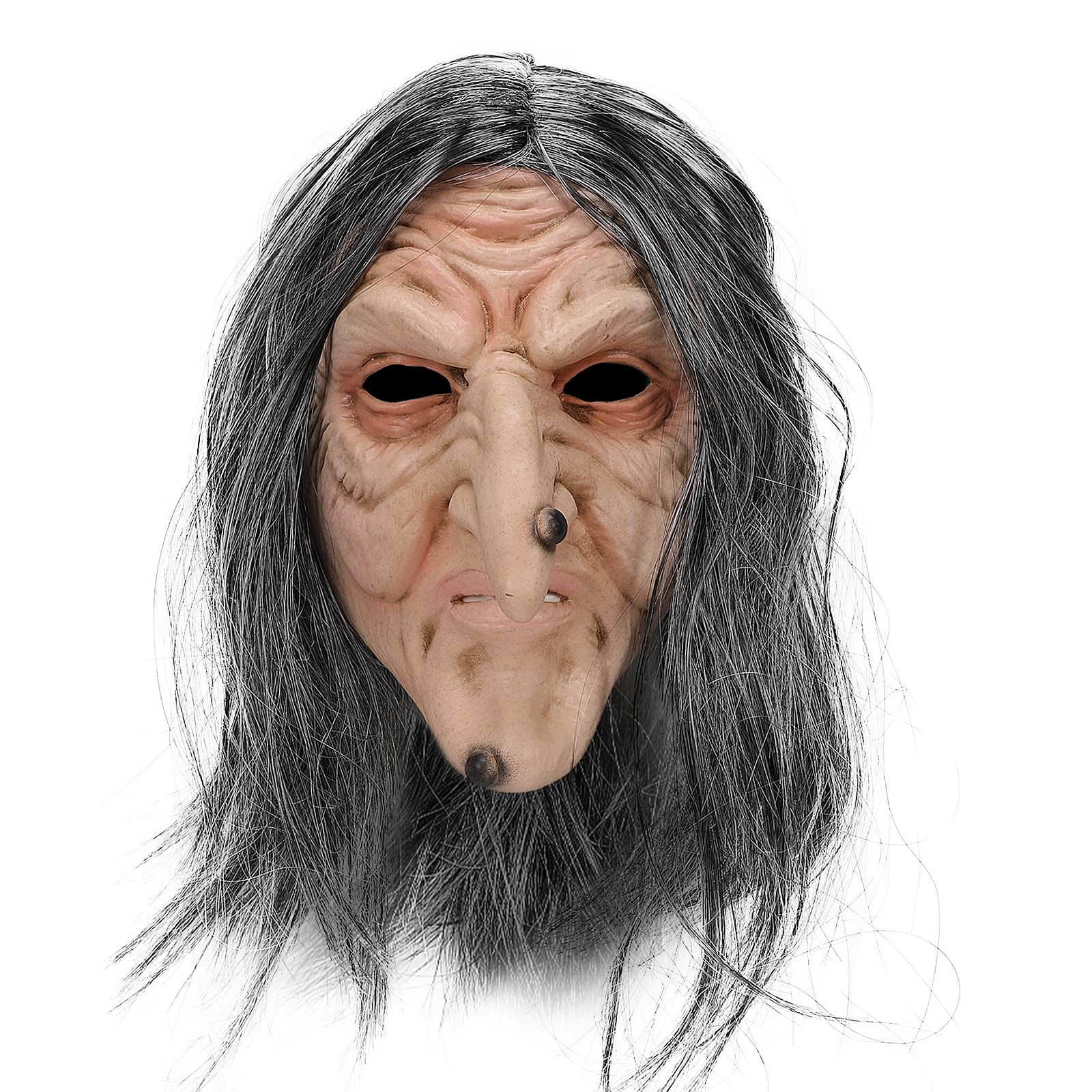Pigmiss Creepy Old Lady Witch Mask – Realistic Latex Halloween Costume Prop