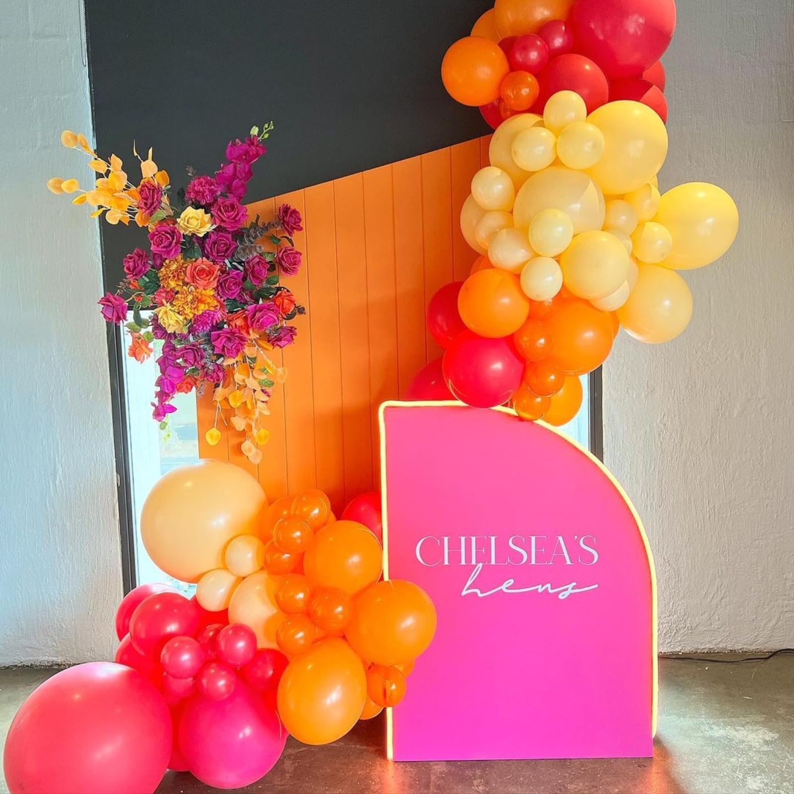 Pink and Yellow Boho Balloon Set - 35 Latex Balloons in Dusty Pink, Blush, Maca Orange, Yellow for Boho Daisy Groovy Fall Birthday Bridal Shower