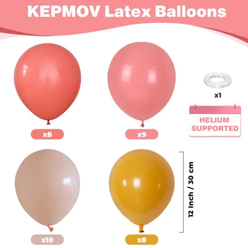 Pink and Yellow Boho Balloon Set - 35 Latex Balloons in Dusty Pink, Blush, Maca Orange, Yellow for Boho Daisy Groovy Fall Birthday Bridal Shower