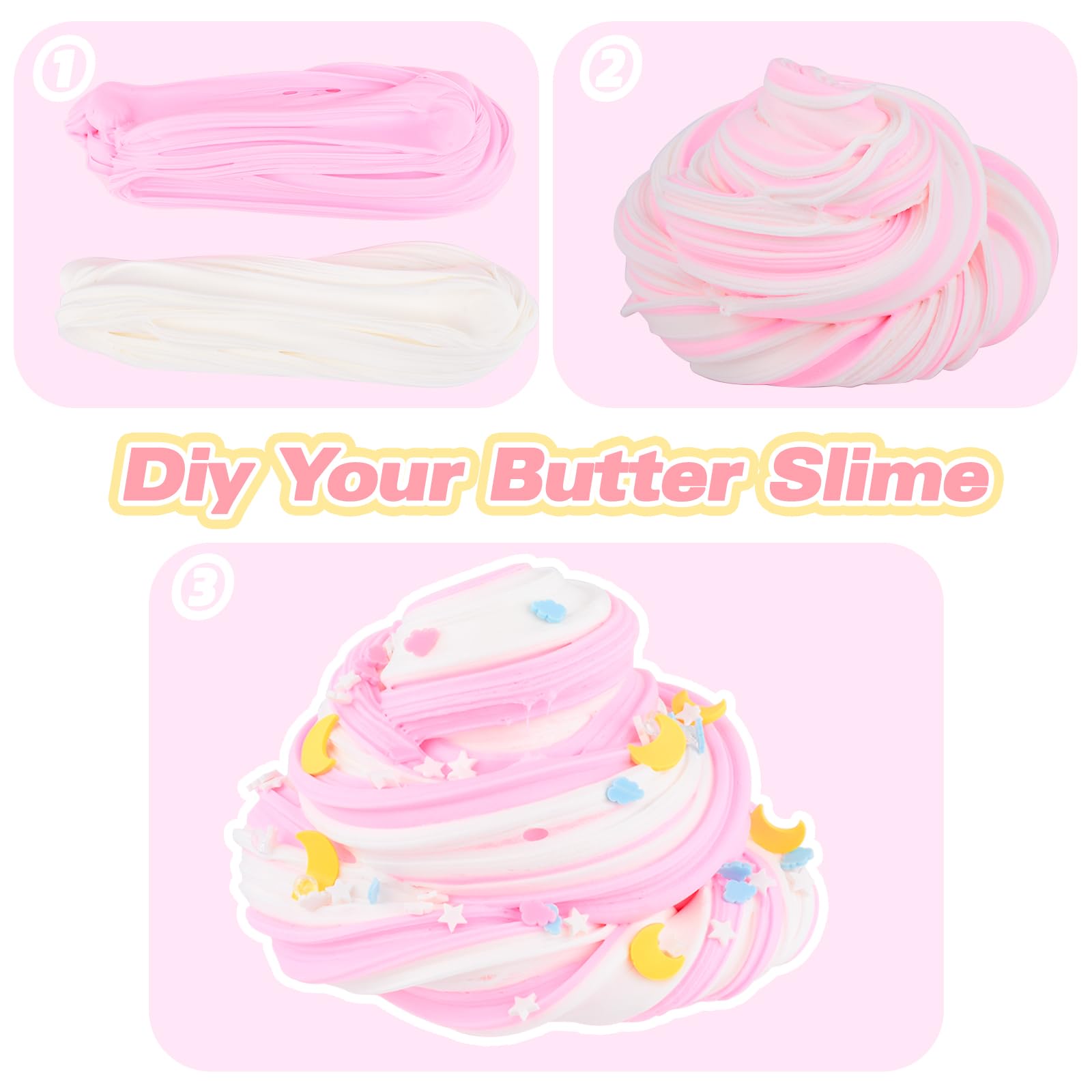 Pink Axolotl Butter Slime Kit - 300ml Scented Slime with Charm & Stickers for Kids