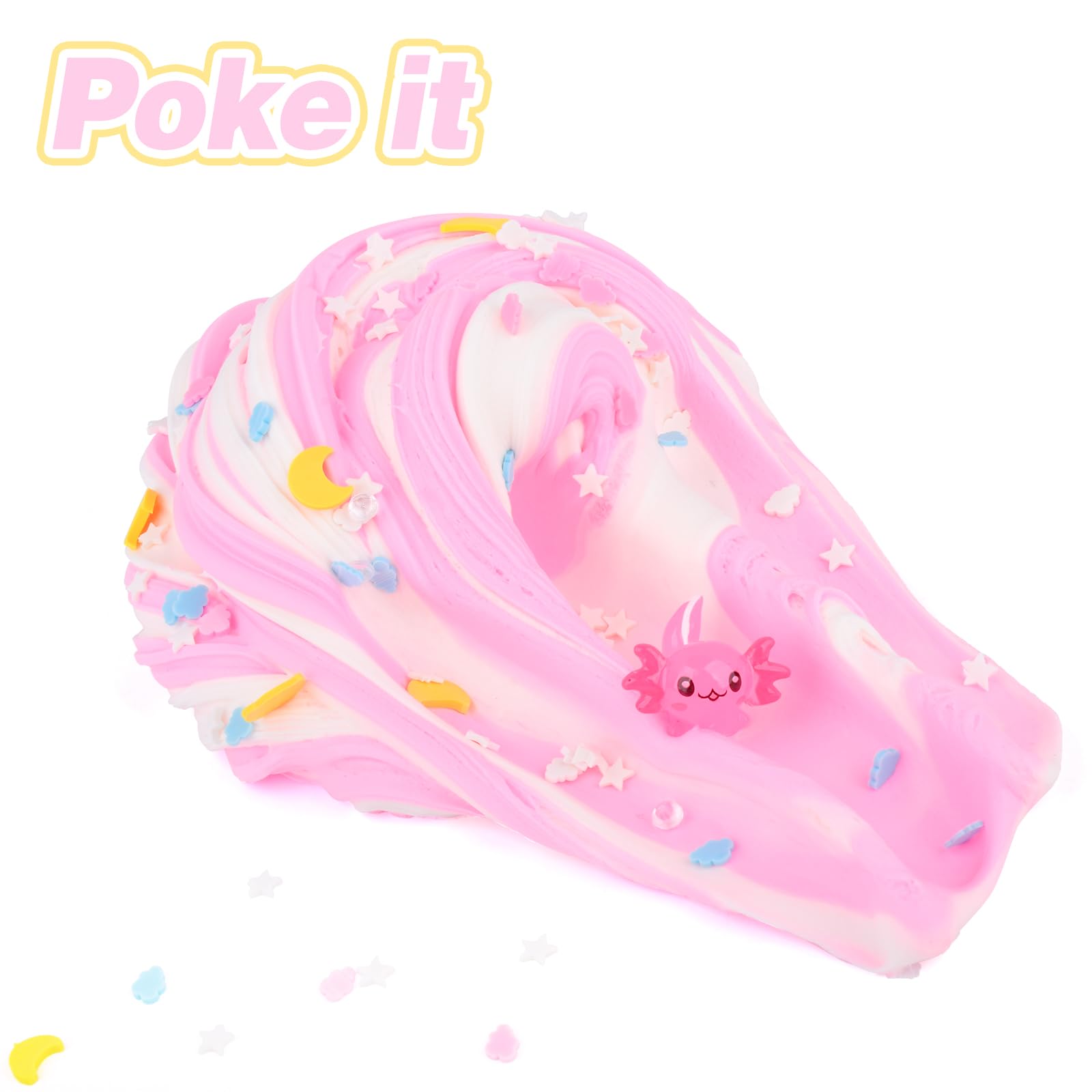 Pink Axolotl Butter Slime Kit - 300ml Scented Slime with Charm & Stickers for Kids