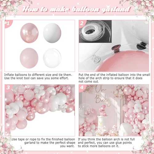 Pink Balloon Arch Kit 108-Piece Double Stuffed Balloon Garland for Birthday Baby Shower Wedding Decor
