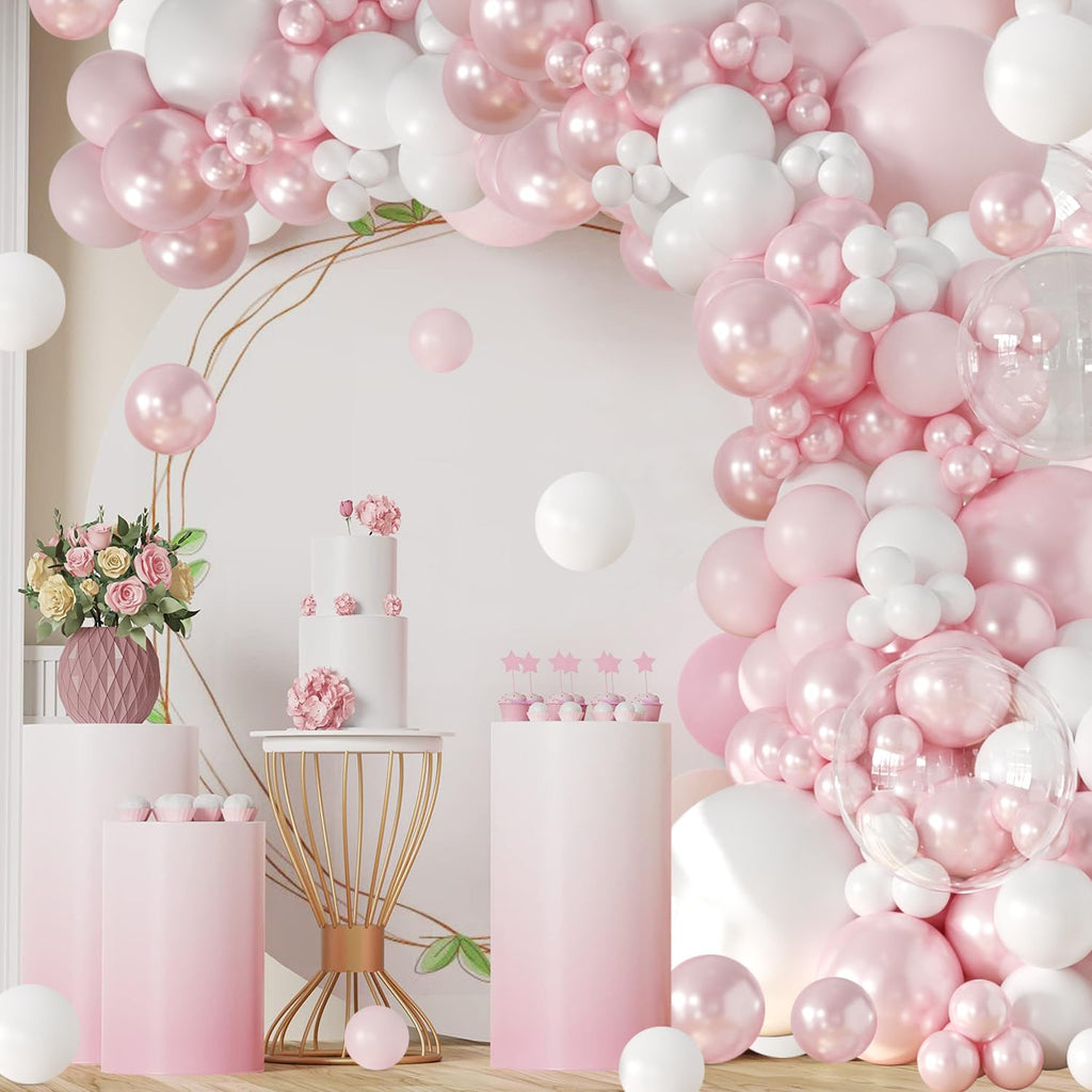 Pink Balloon Arch Kit 108-Piece Double Stuffed Balloon Garland for Birthday Baby Shower Wedding Decor