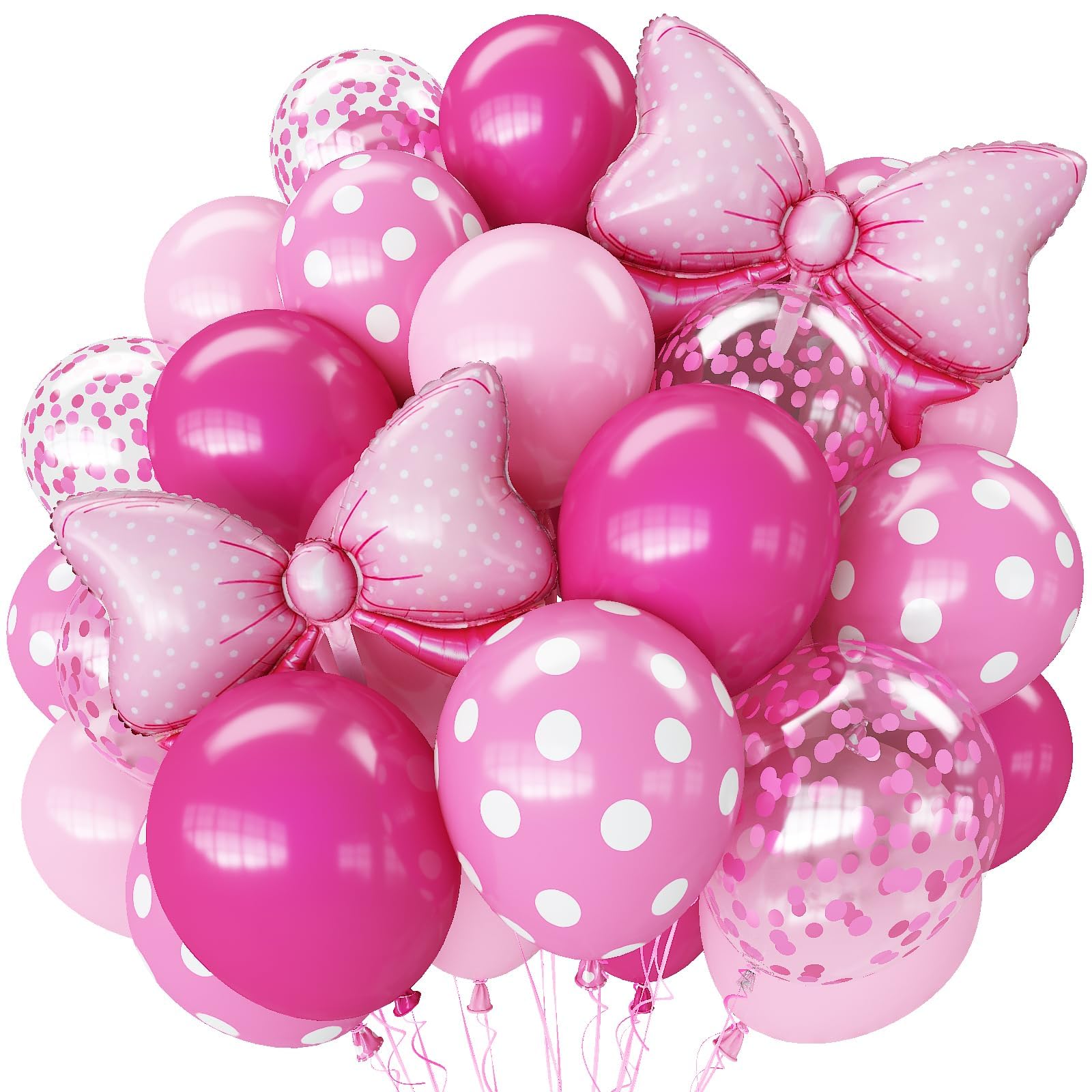 Pink Bow Balloon Set – 62 Pieces of Foil and Latex Balloons for Parties