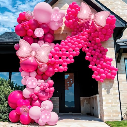 Pink Bow Balloon Set – 62 Pieces of Foil and Latex Balloons for Parties