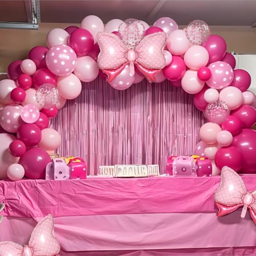 Pink Bow Balloon Set – 62 Pieces of Foil and Latex Balloons for Parties