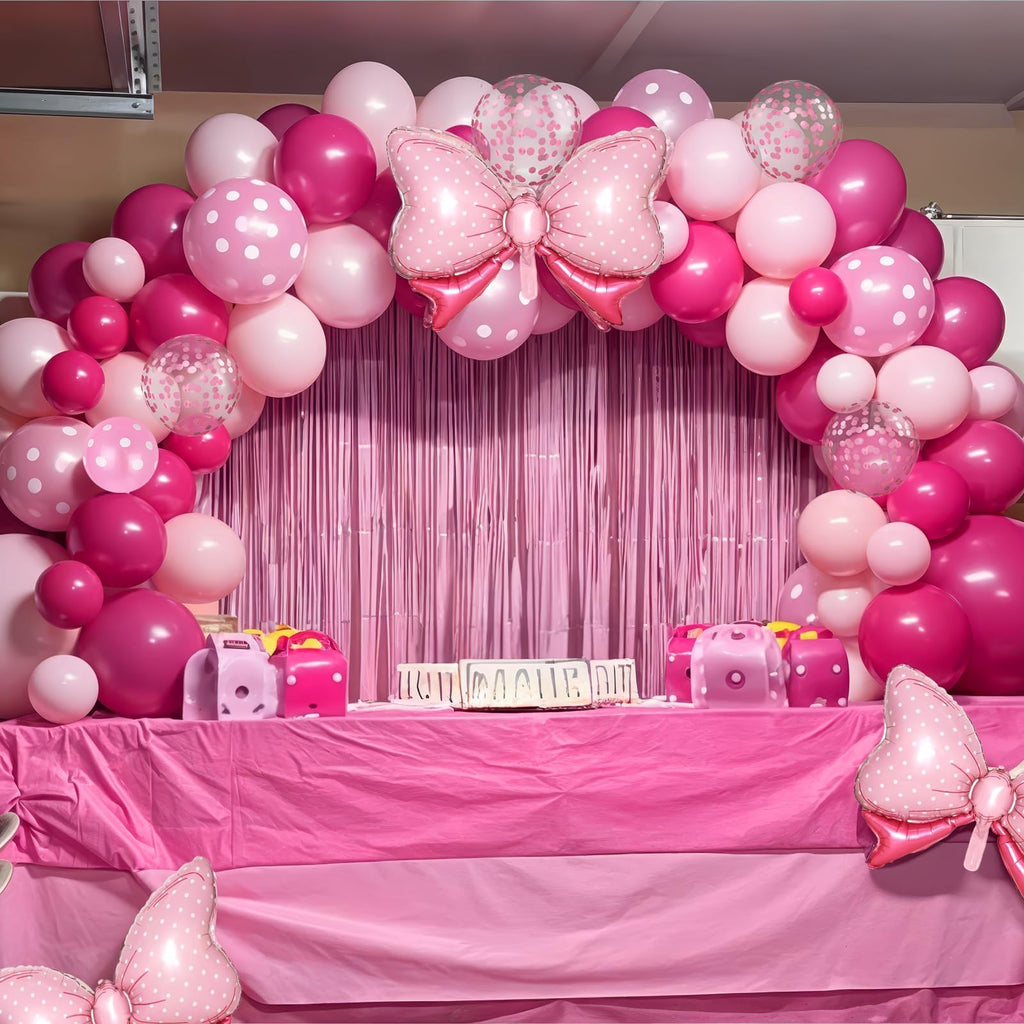 Pink Bow Balloon Set – 62 Pieces of Foil and Latex Balloons for Parties