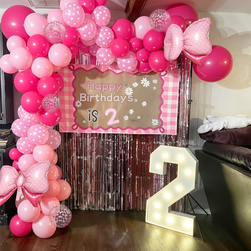 Pink Bow Balloon Set – 62 Pieces of Foil and Latex Balloons for Parties