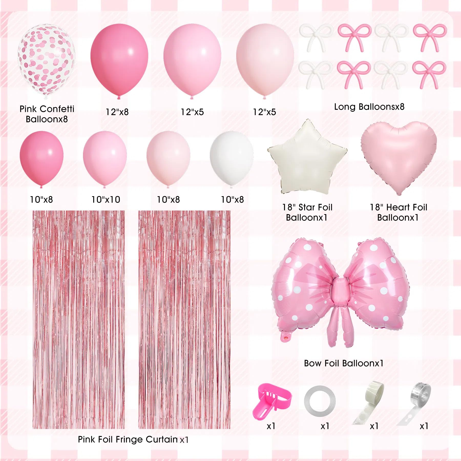 Pink Bow Birthday Decorations Kit – Coquette Party Supplies with Balloons, Banner & More