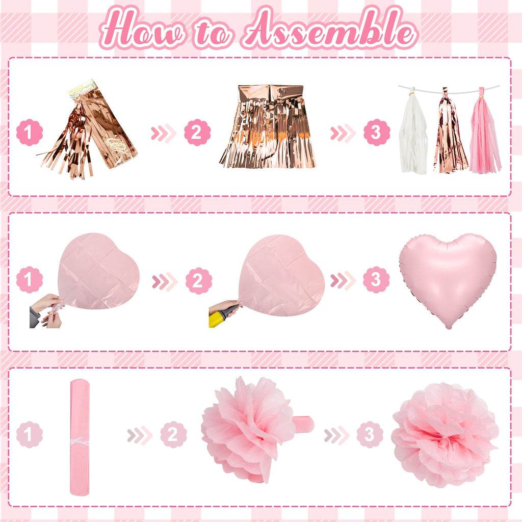Pink Bow Birthday Decorations Kit – Coquette Party Supplies with Balloons, Banner & More
