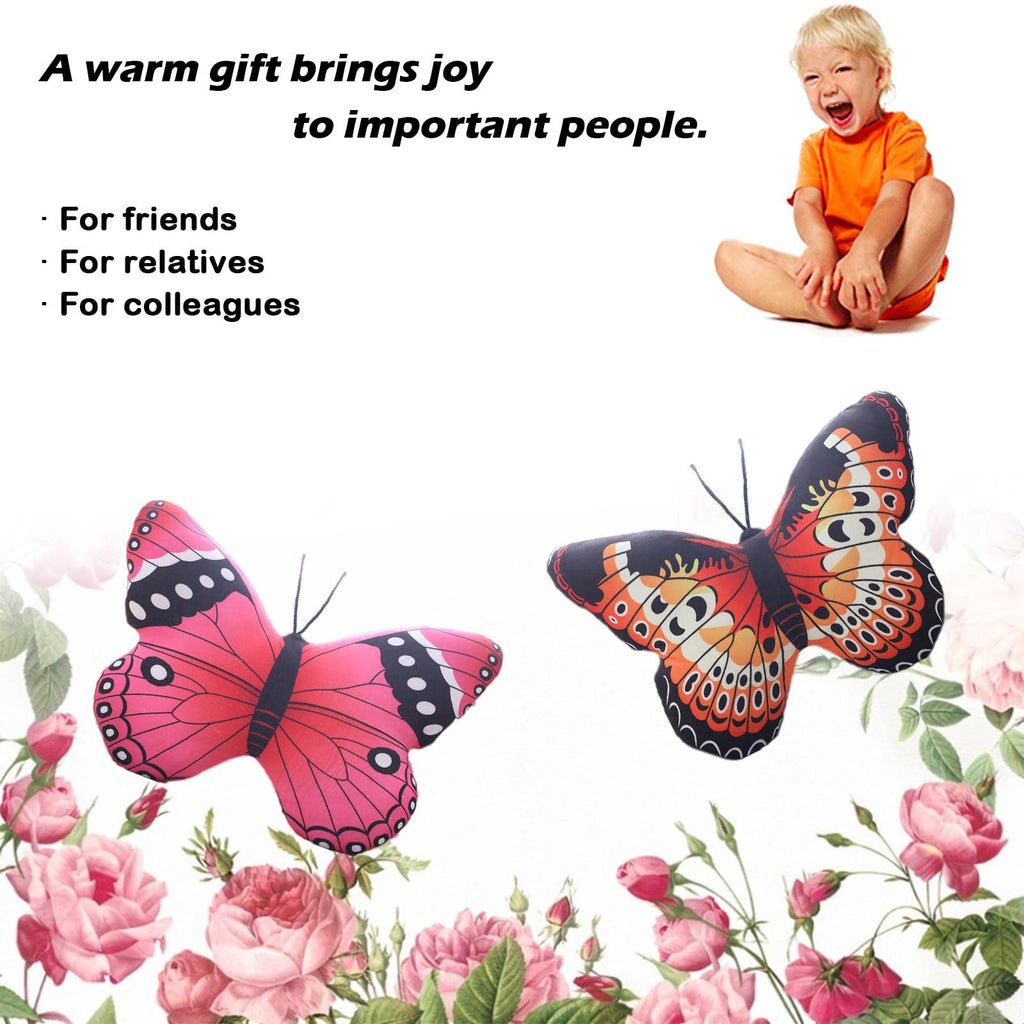 Pink Butterfly Stuffed Animal Plush Pillow – 16x12 Inch Kawaii Toy by zhidiloveyou