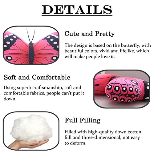 Pink Butterfly Stuffed Animal Plush Pillow – 16x12 Inch Kawaii Toy by zhidiloveyou