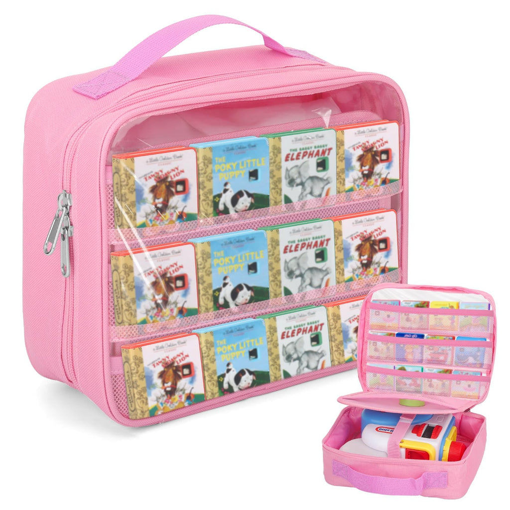 Pink Carrying Case for Little Tikes Story Dream Machine Books, Figures & Starter Set - Portable Storage Bag with Handle by RZYLKA