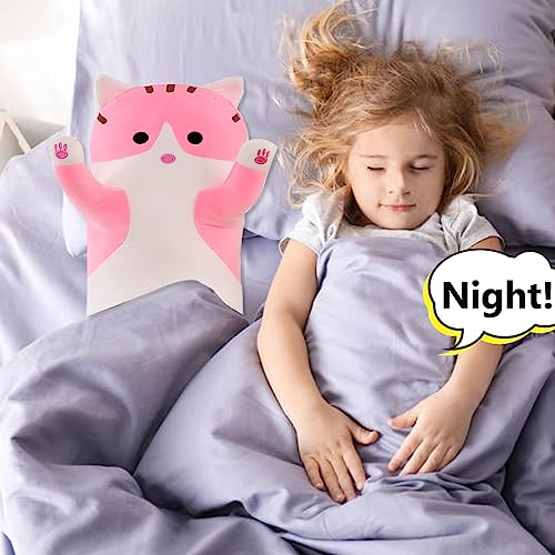 Pink Cat Long Body Pillow – 18-Inch Soft Plush Stuffed Animal by Werdast