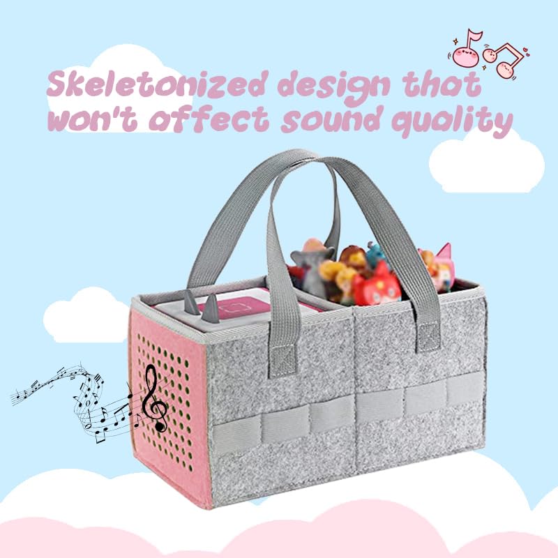 Pink Felt Storage Bag for Toniebox Starter Set – Portable Handbag for Tonies Figures and Accessories