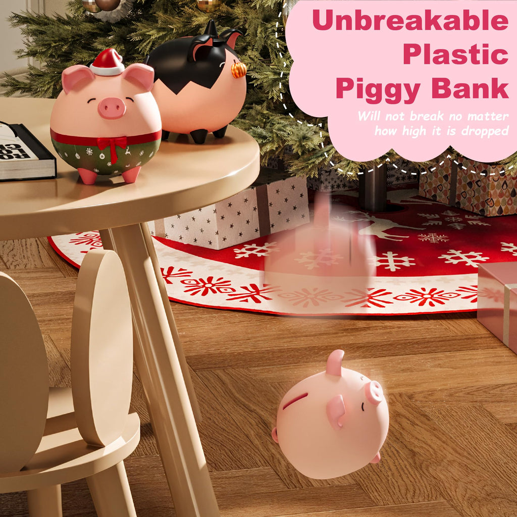 Pink Piggy Bank for Girls – Unbreakable Vinyl Coin Bank for Kids, Toddlers