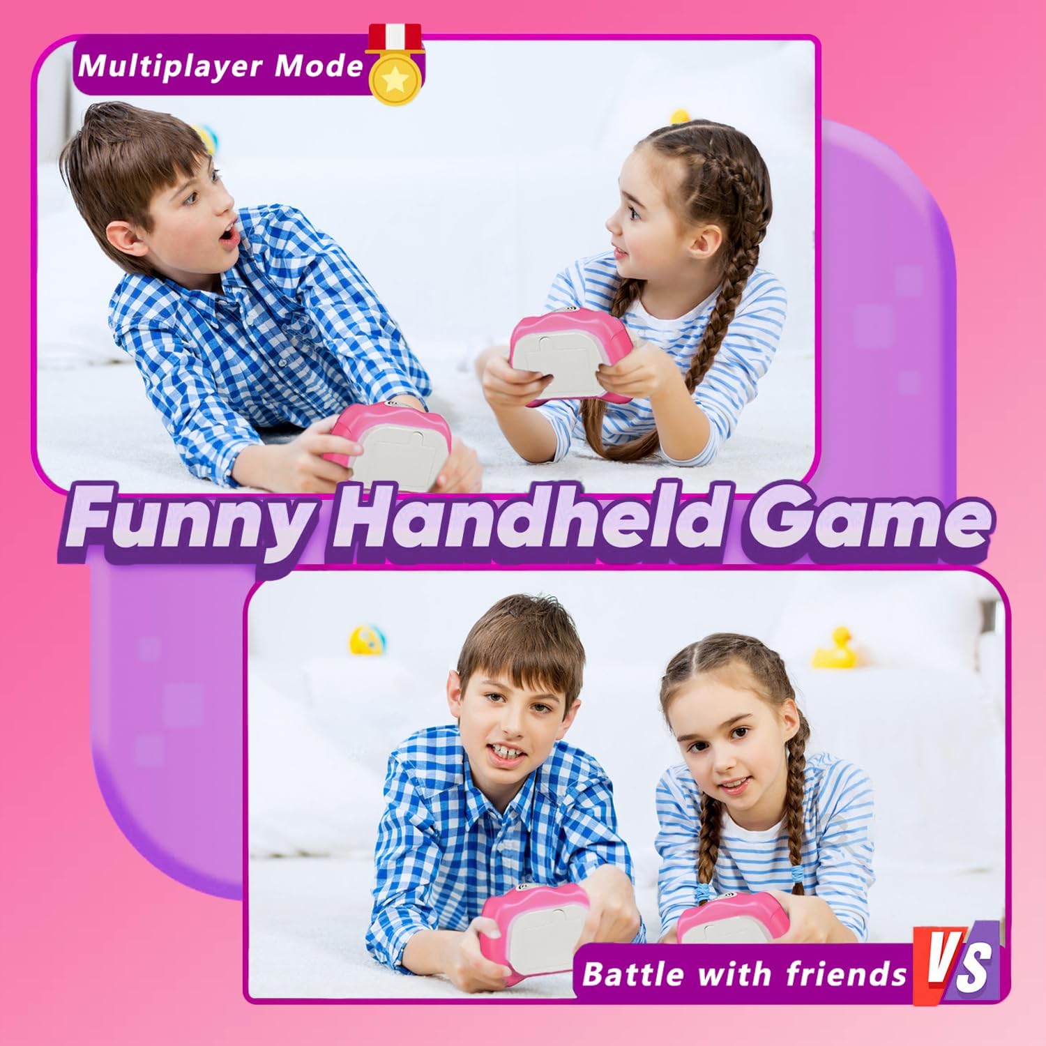 Pink Pop Push Game Toy for Kids - Handheld Fidget Toy with 4 Game Modes, Lights and Music, Ages 3-12