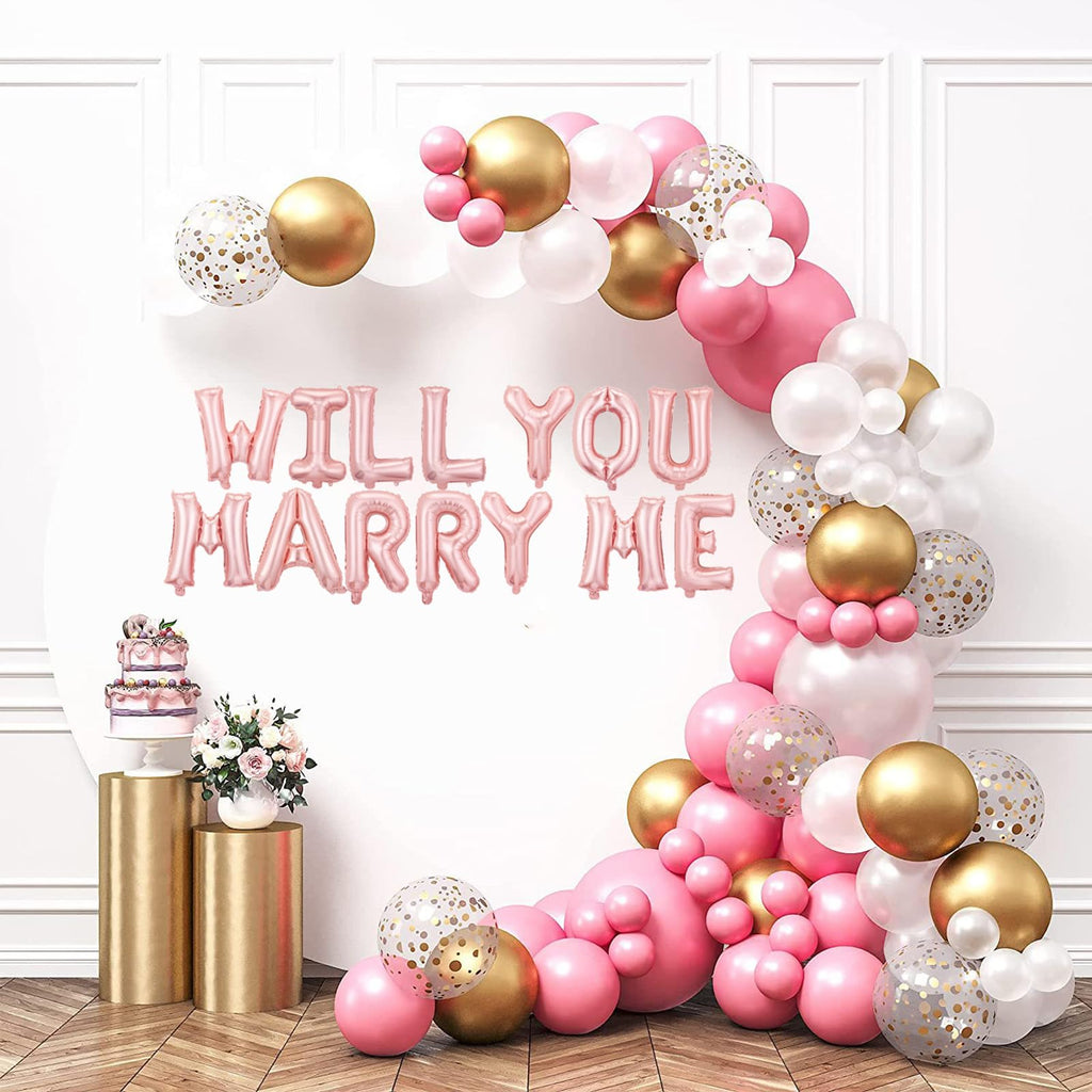 Pink Rose Gold Happy Birthday Balloon Banner - 75pc 16-inch Foil Letter Set by bigmaigo