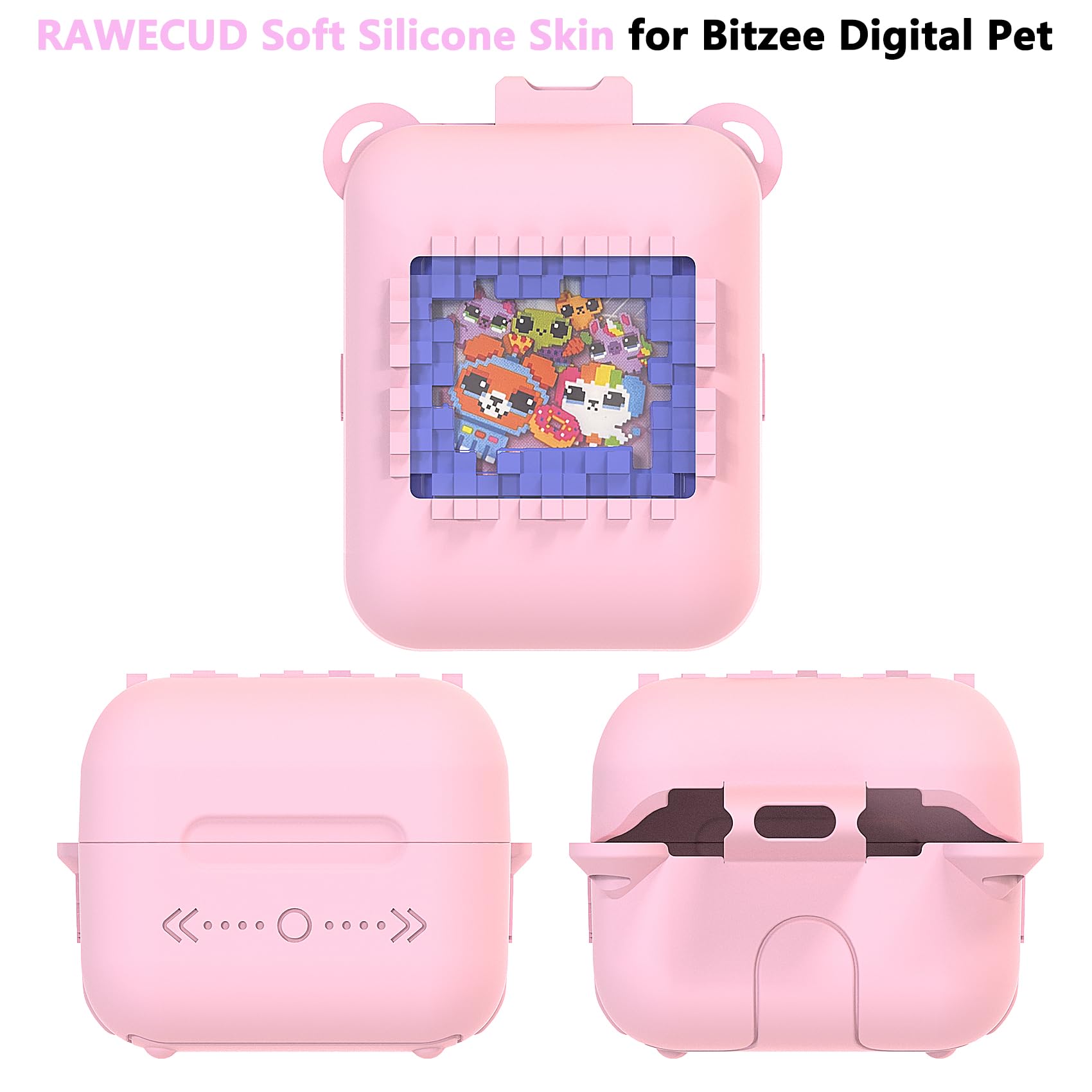 Pink Silicone Case for Bitzee Original Digital Pet with Lanyard - RAWECUD Protective Cover