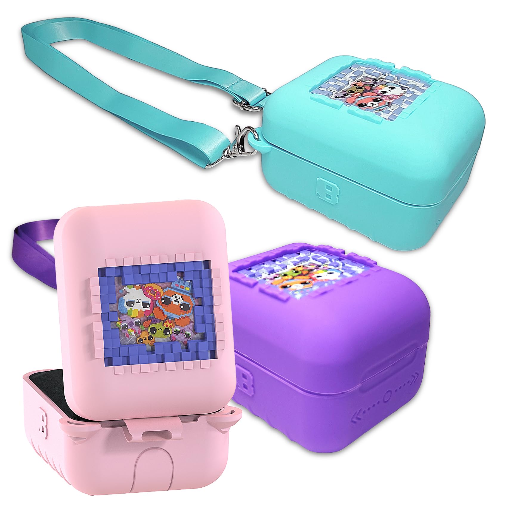 Pink Silicone Case for Bitzee Original Digital Pet with Lanyard - RAWECUD Protective Cover