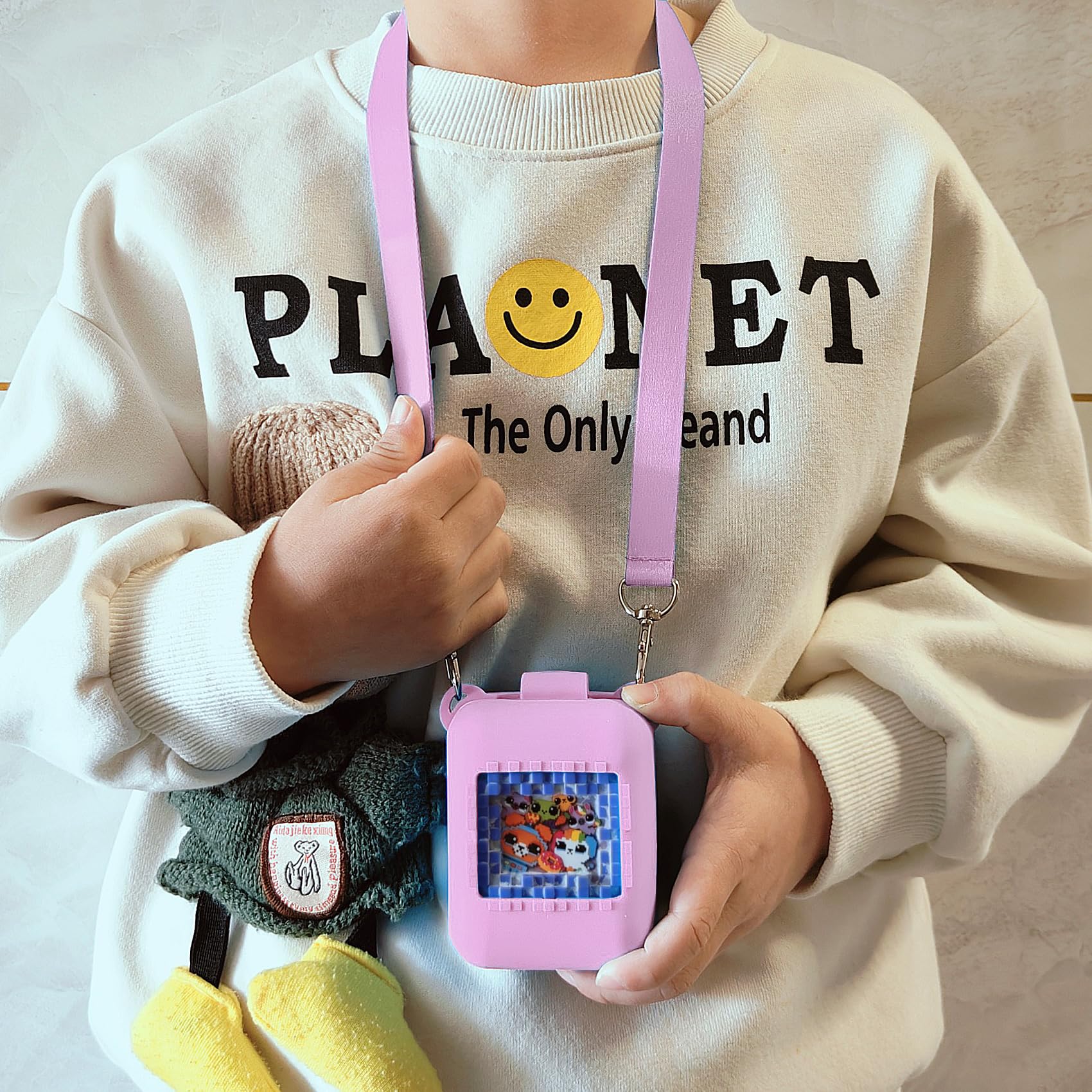 Pink Silicone Case for Bitzee Original Digital Pet with Lanyard - RAWECUD Protective Cover