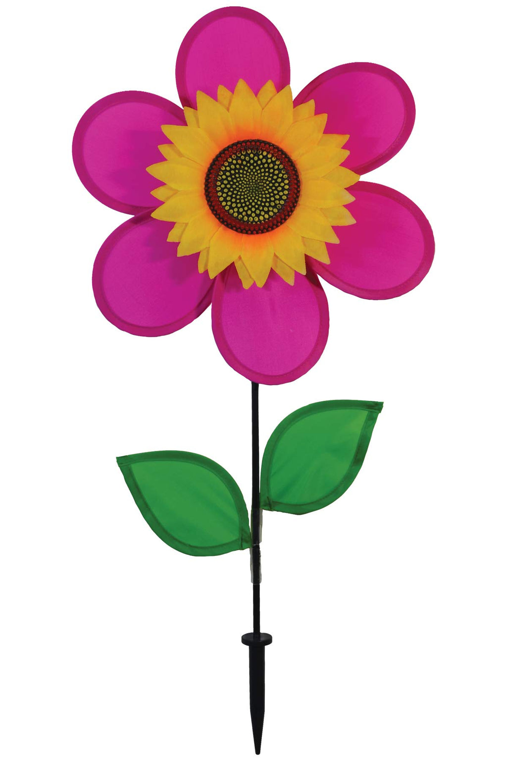 Pink Sunflower Wind Spinner – 12-Inch In the Breeze Garden Decor with Fiberglass Frame
