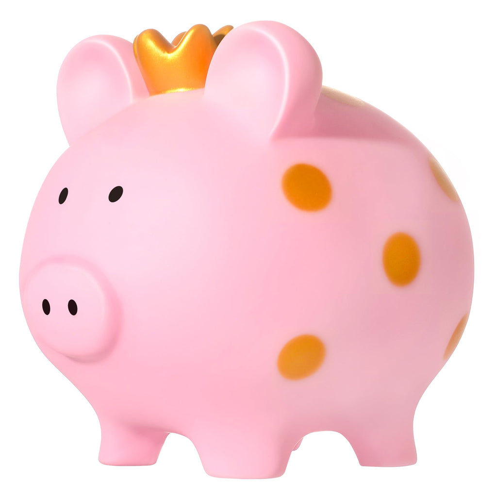 Pink Unbreakable Piggy Bank for Girls with Crown - Large Plastic Coin Bank by EVTHSU