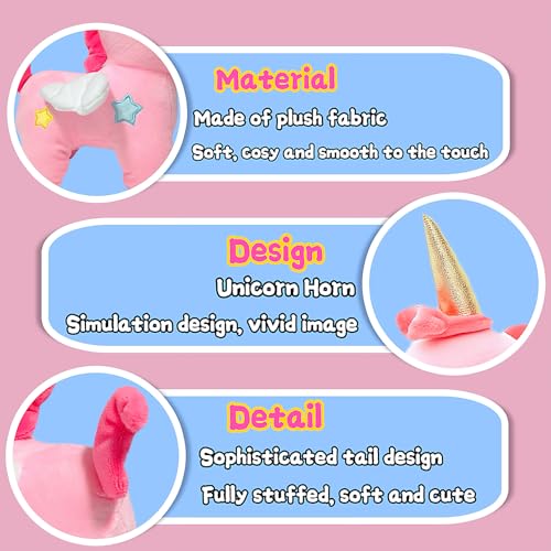 Pink Unicorn Plush Toy – Kawaii Stuffed Animal with Star Embellishments by NuomiYue