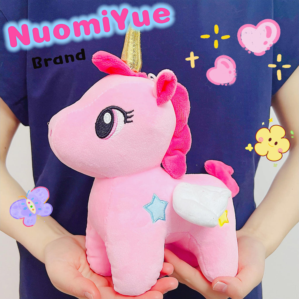 Pink Unicorn Plush Toy – Kawaii Stuffed Animal with Star Embellishments by NuomiYue