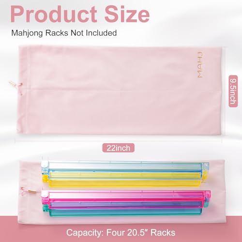 Pink Velvet Mahjong Rack & Pusher Storage Bag – 2 Compartments, Fits 4 Racks & 4 Pushers